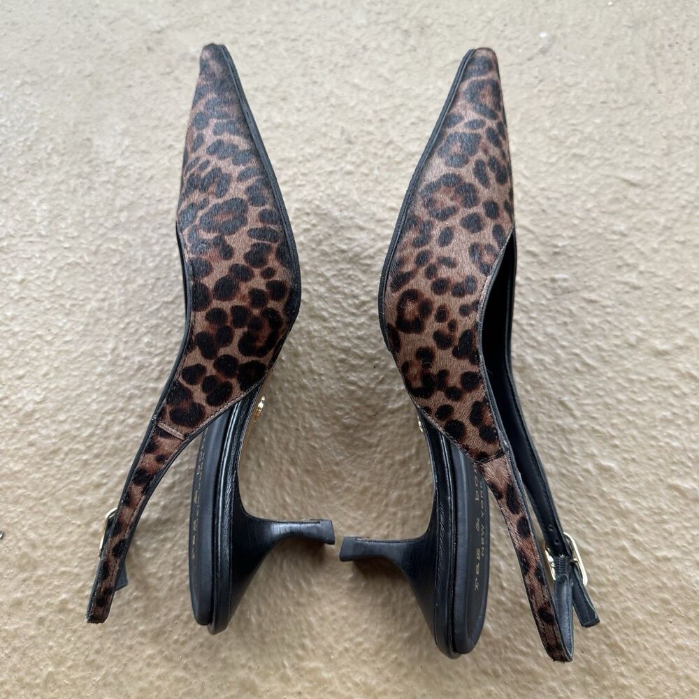 Rag & Bone Madison 7 Leopard Calf Hair Slingback Kitten Heel Pumps Sz 37 M $468 - Picture 2 of 16